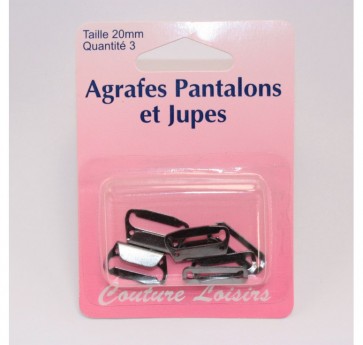 Agrafes pantalons et jupes noir - 25mm