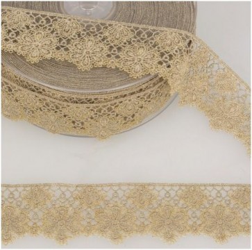 Ruban Dentelle Fleur - Beige