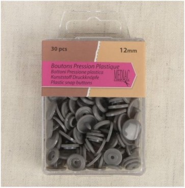Boutons pression plastique Gris 
