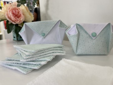 Atelier création lot de 7 lingettes + 2 panières