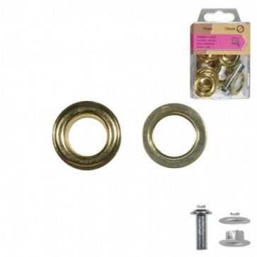 Oeillets + outil Or 15mm
