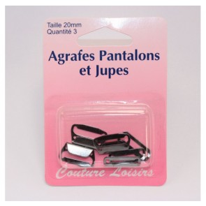 Agrafes pantalons et jupes noir - 25mm