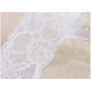 Ruban Dentelle Élastique Fleur  - Blanc