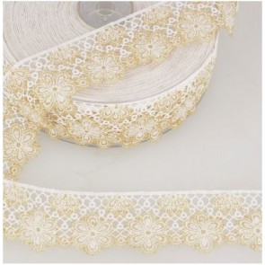 Ruban Dentelle Fleur - Blanc