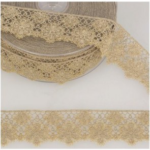 Ruban Dentelle Fleur - Beige