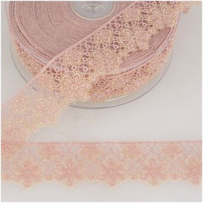 Ruban Dentelle Fleur - Vieux Rose