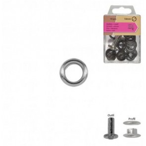 Oeillets + outil Argent 10mm